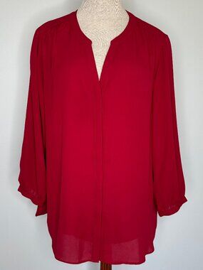 NYDJ Women's Trinity Tunic Top Red Color Size Large